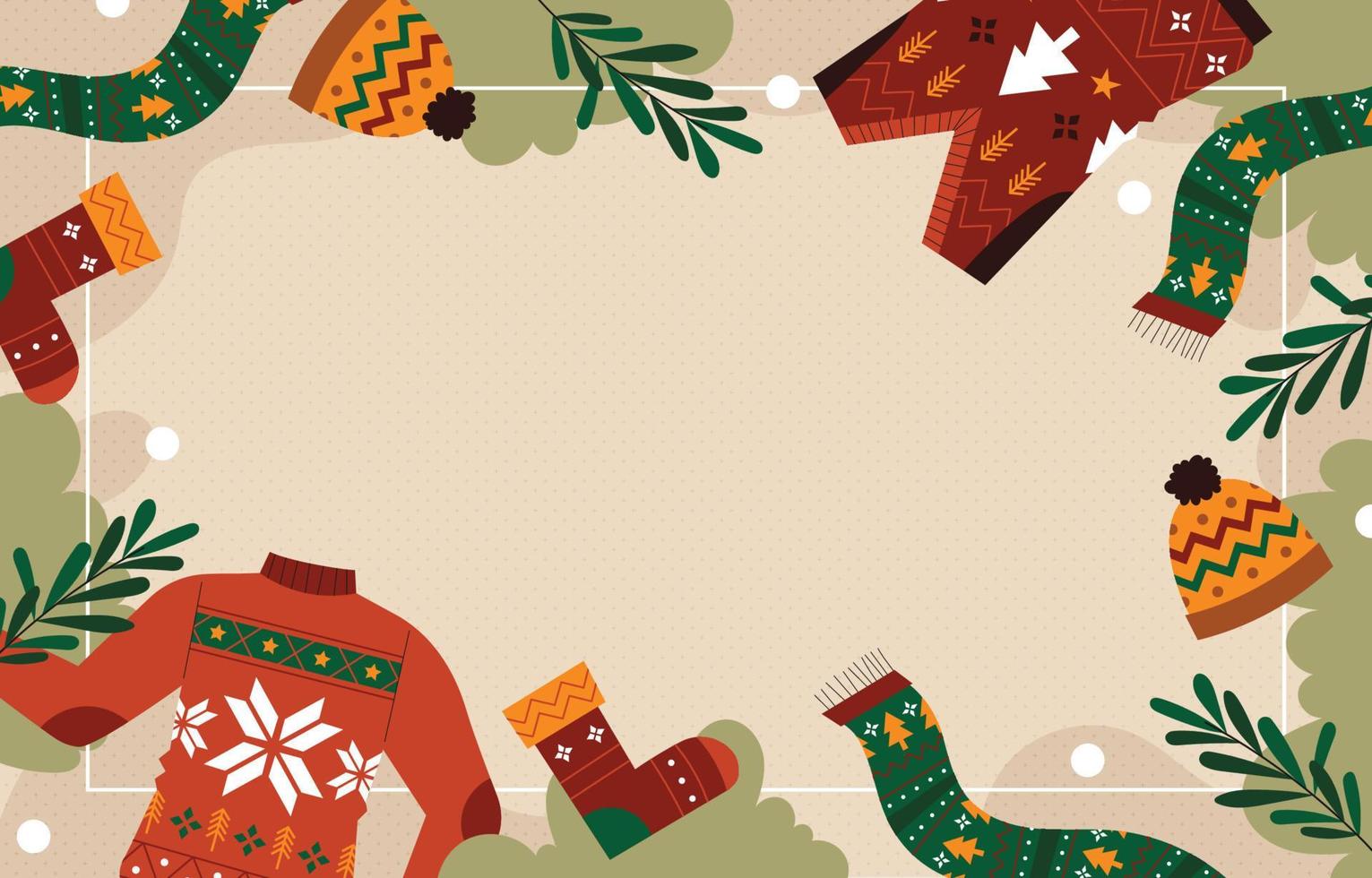 Fondo de suéter feo navideño en estilo plano vector