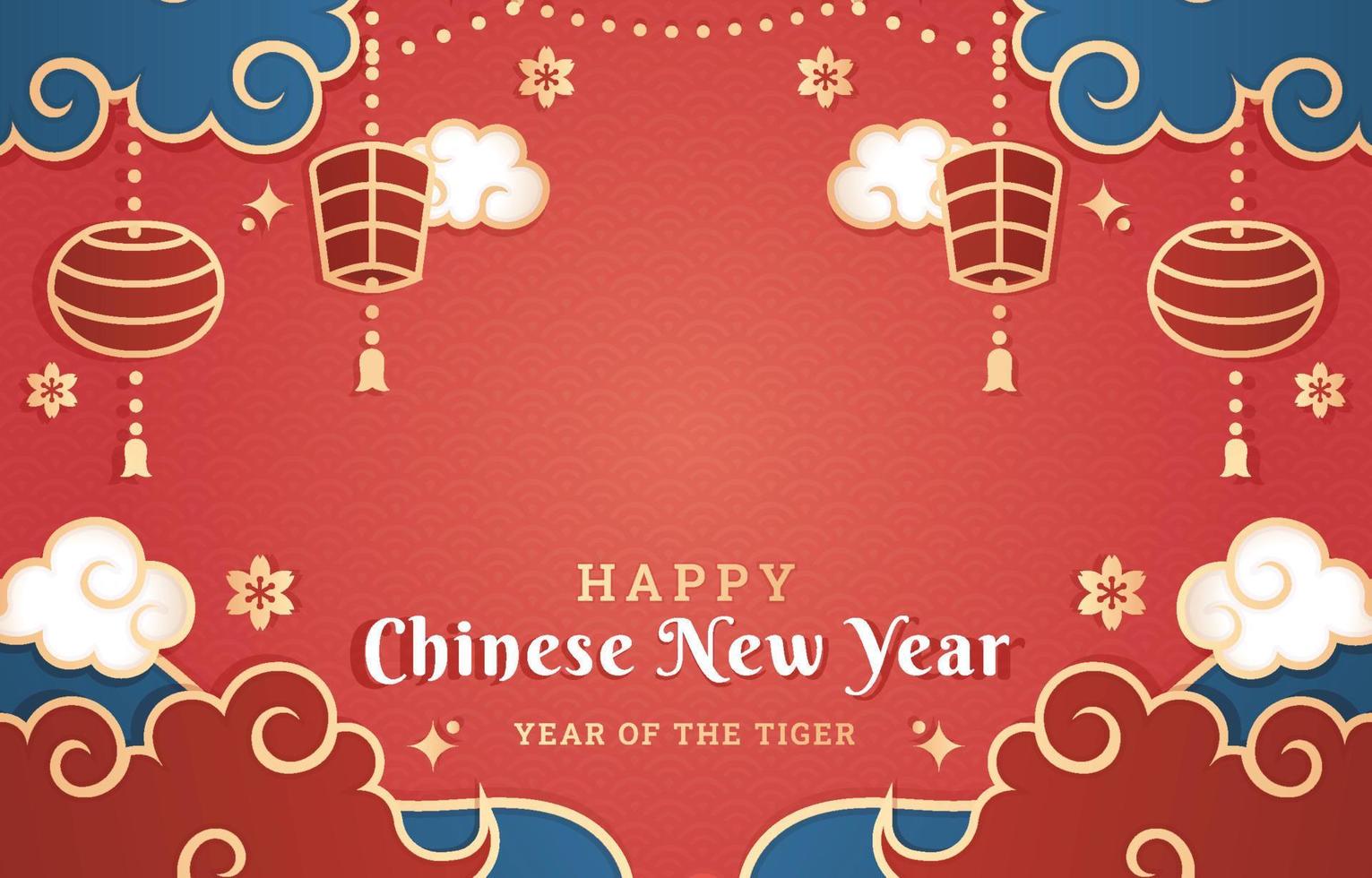 Gradient Chinese New Year Background with Lantern vector