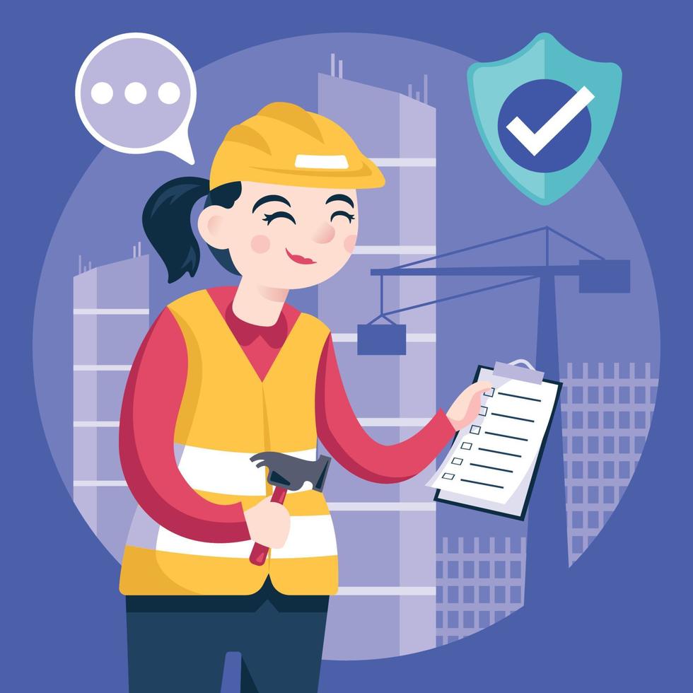 Character Focused Construction Woman vector