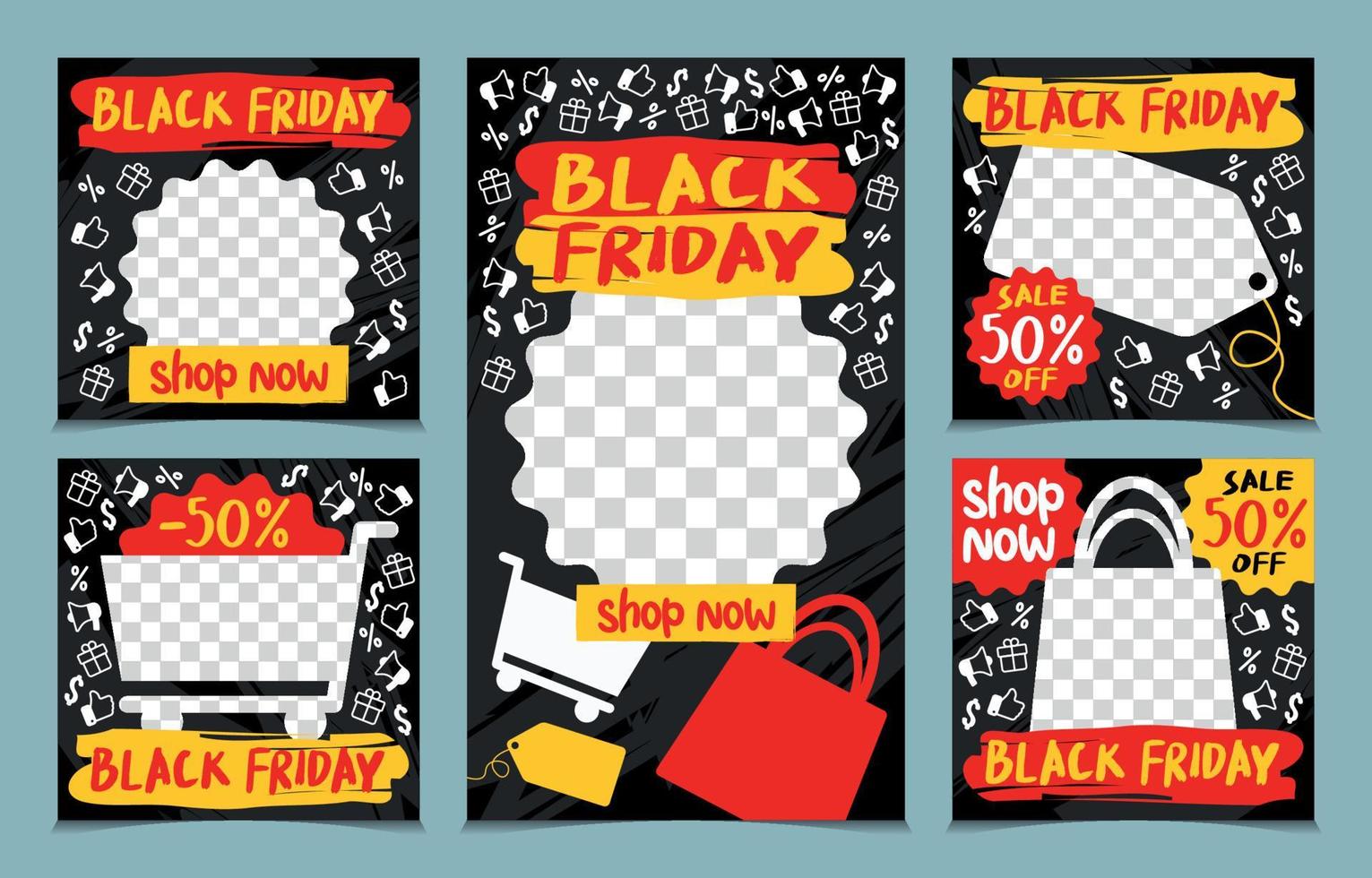 Black Friday Social Media Template Set vector