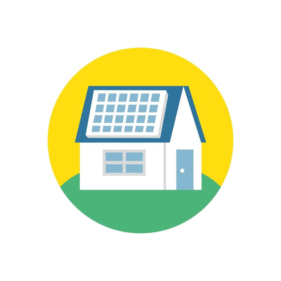 casa con energía de panel solar vector