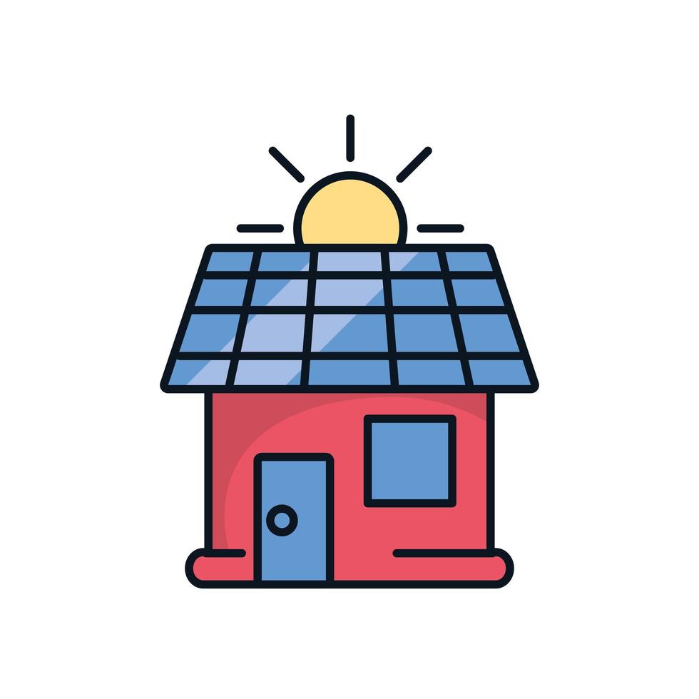 house with solar panel energy vector