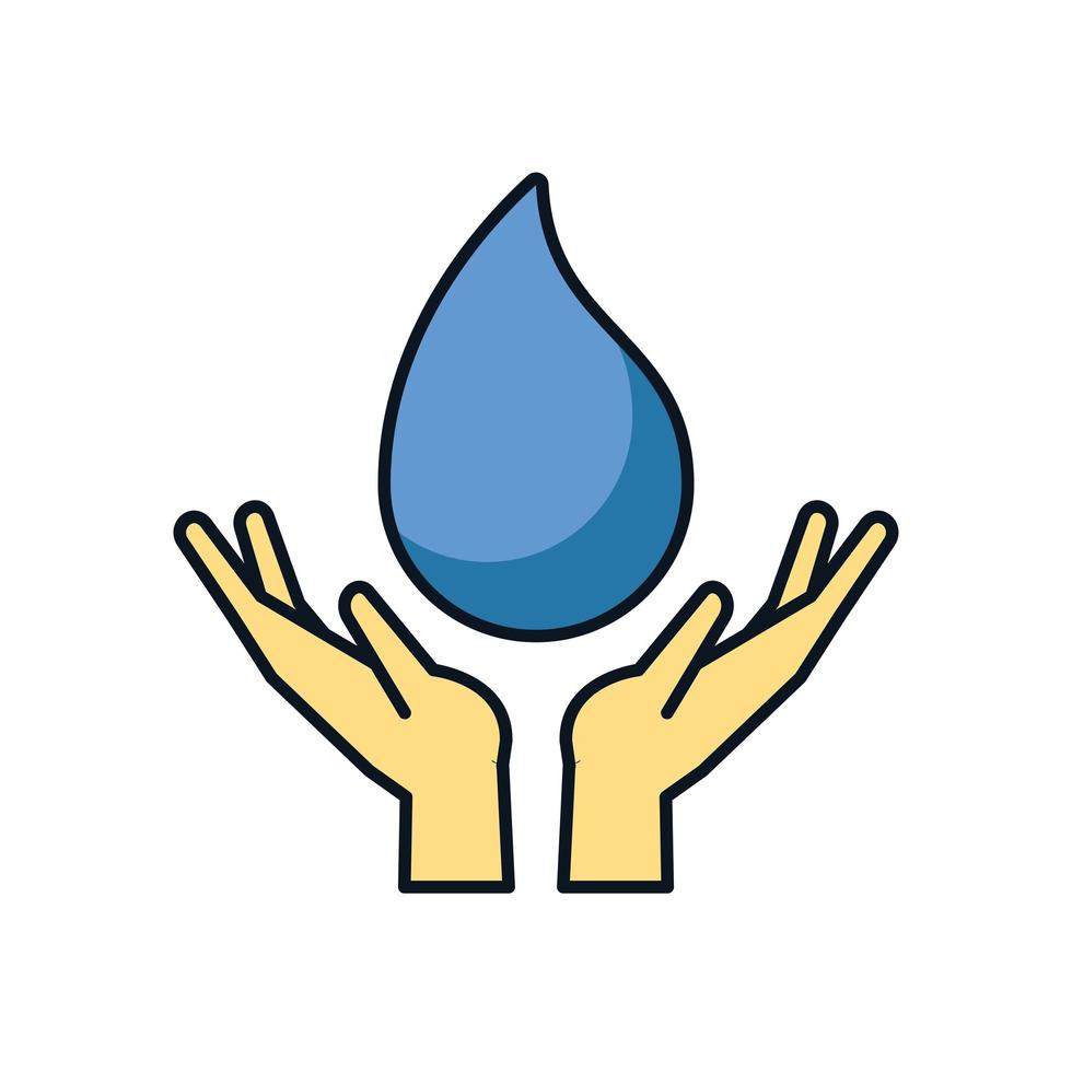hands with water drops ecology vector