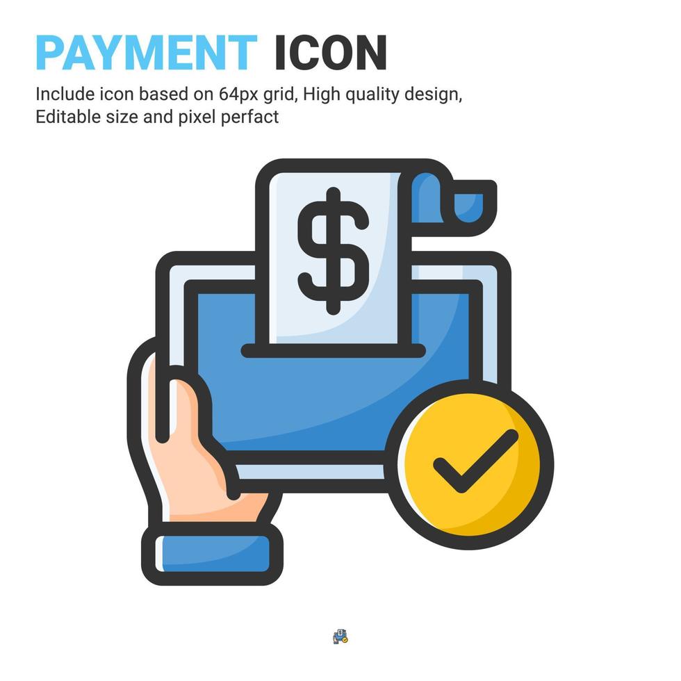 vector de icono de pago con estilo de color de contorno aislado sobre fondo blanco. ilustración vectorial comprar signo símbolo icono concepto para negocios digitales, finanzas, industria, empresa, aplicaciones, web y todos los proyectos