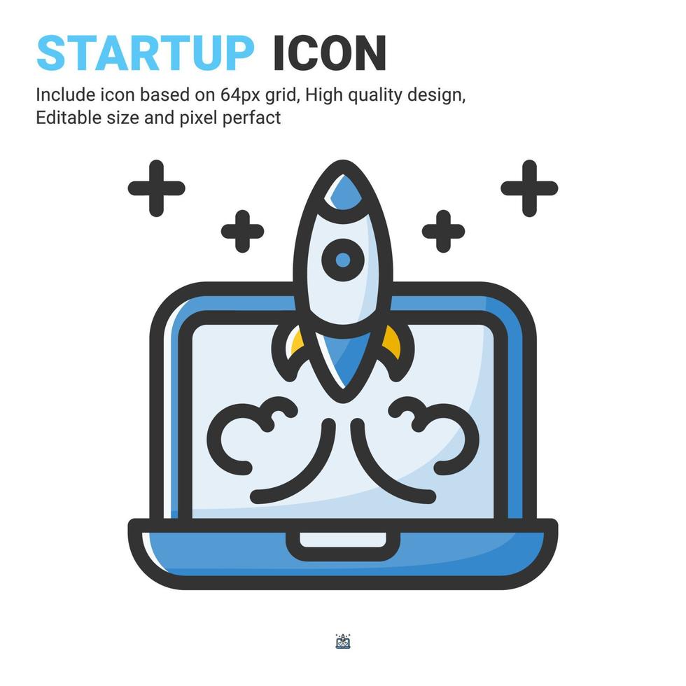 Startup icon vector with outline color style isolated on white background. Vector illustration launch sign symbol icon concept for digital business, finance, industry, company, apps, web and project