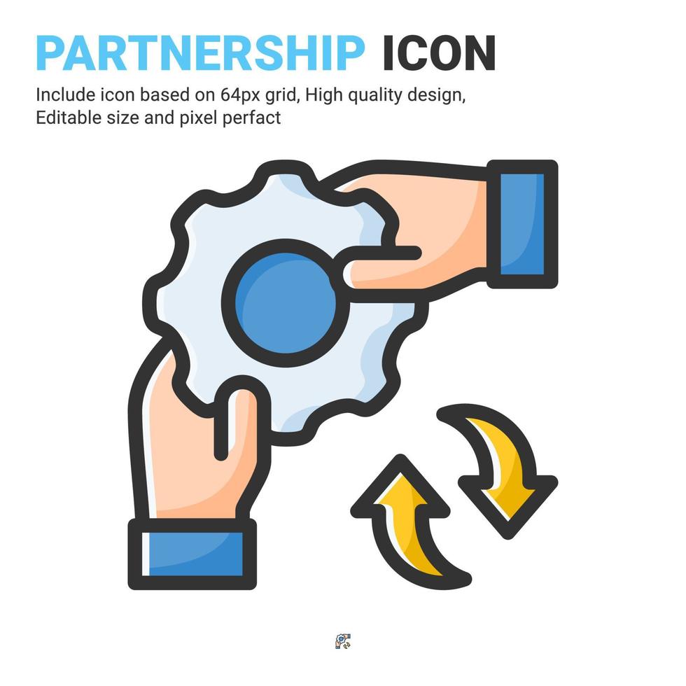 Partnership icon vector with outline color style isolated on white background. Vector illustration teamwork sign symbol icon concept for digital business, finance, industry, company, apps and project