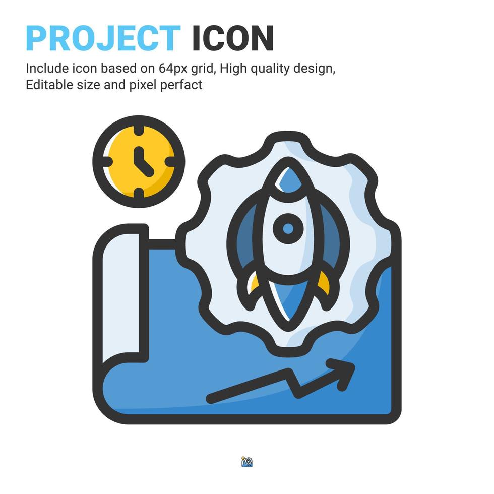 Project icon vector with outline color style isolated on white background. Vector illustration development sign symbol icon concept for business, finance, industry, company, apps, web and all planning