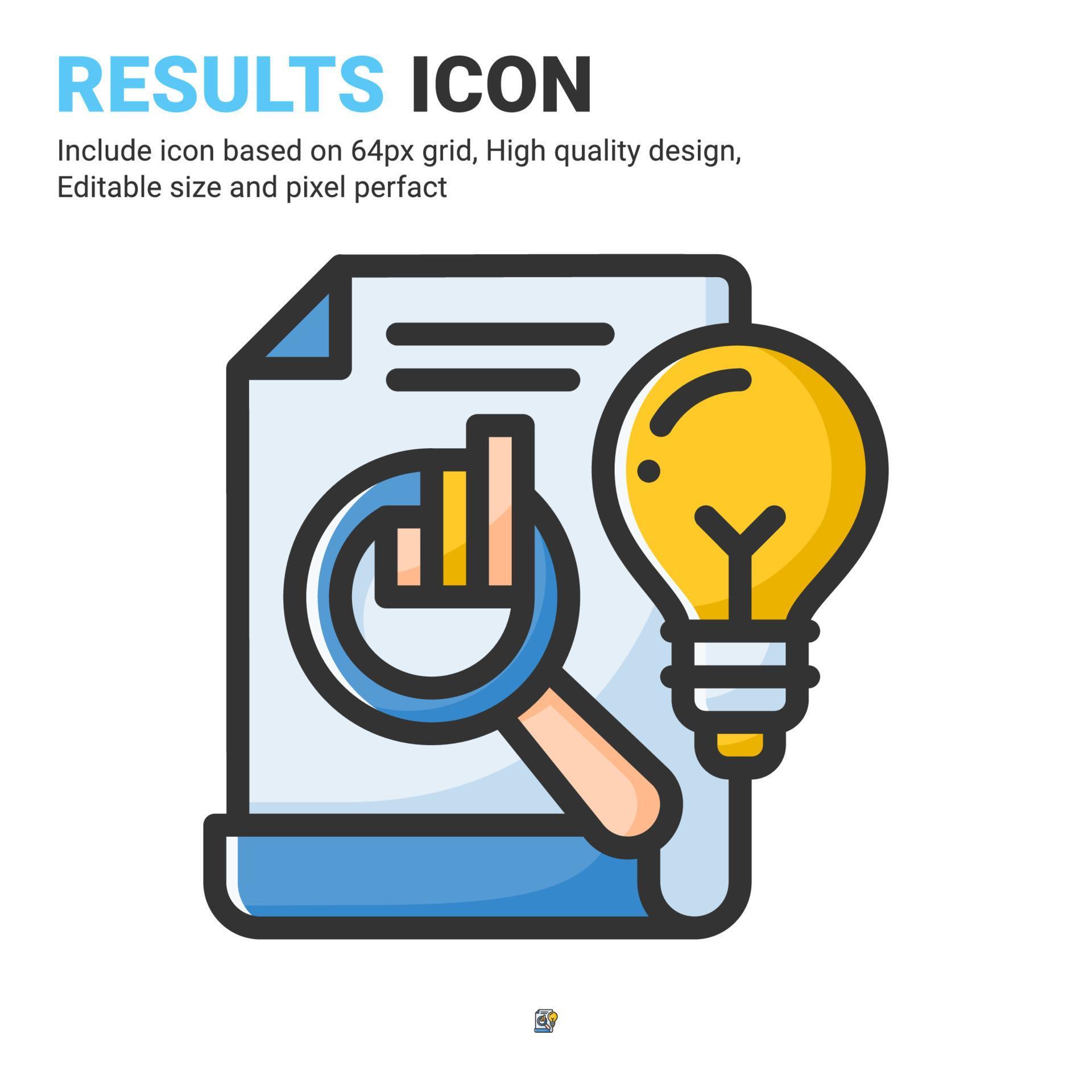 Results icon vector with outline color style isolated on white