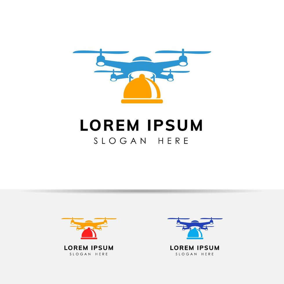 icono de plantilla de diseño de logotipo de entrega de drone de alimentos vector