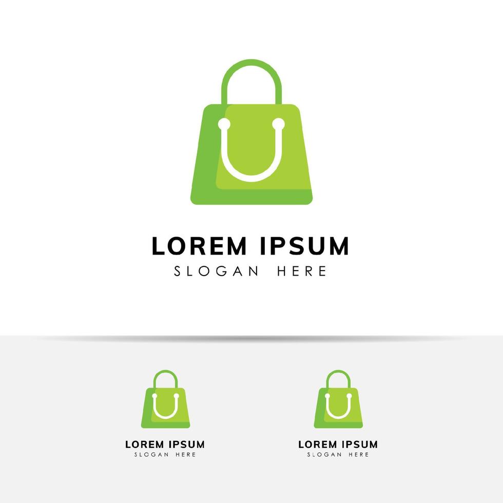 plantilla de diseño de logotipo de tienda feliz. bolsa de compras, icono, diseño, stock vector