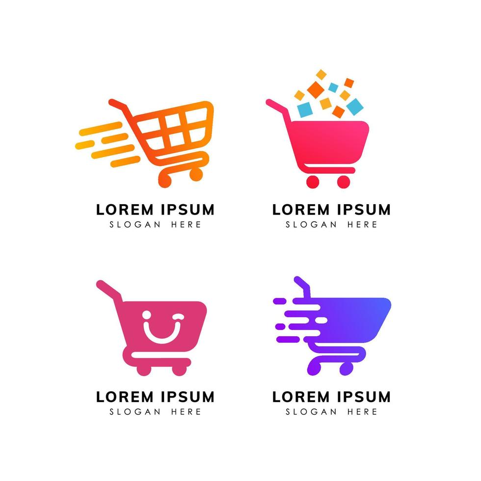 shopping cart logo design template vector