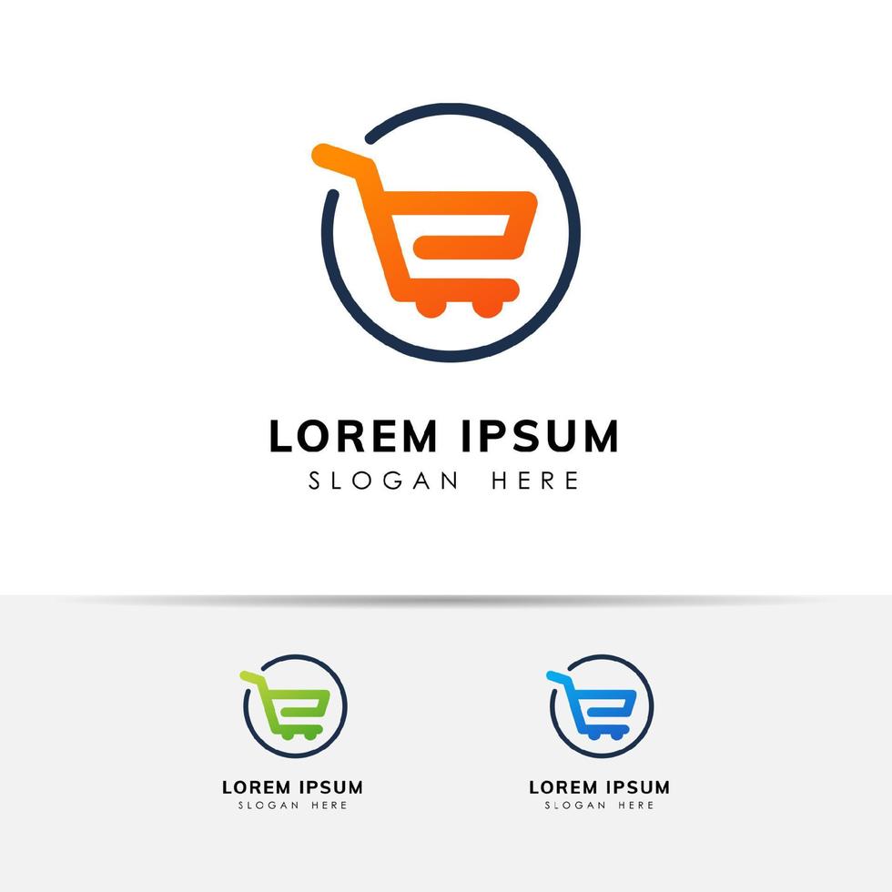 retail store logo design template. shopping cart logo icon design vector