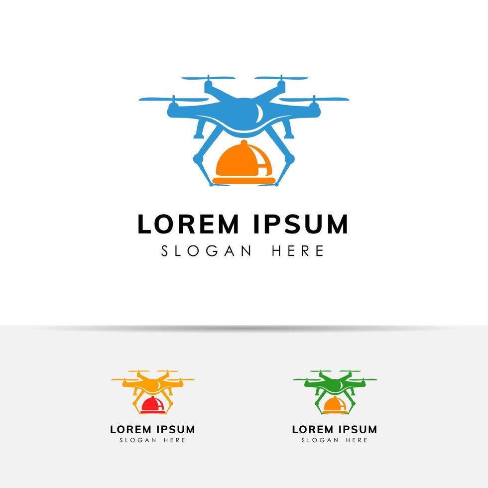 plantilla de diseño de logotipo de entrega de drones de alimentos vector