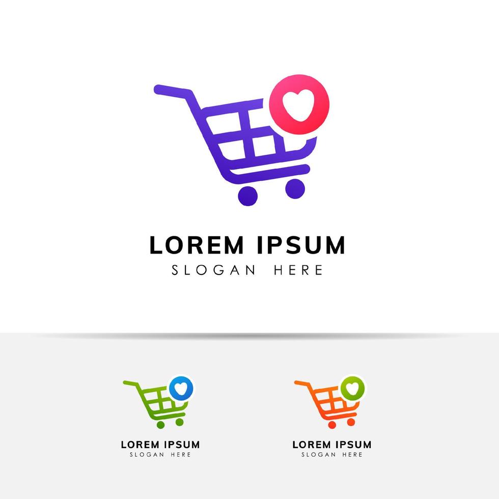 love shop logo design template. shopping cart icon design vector