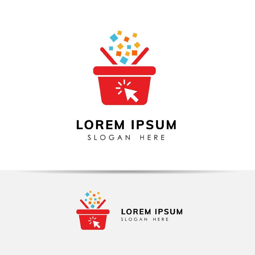 online shop logo design vector icon. shopping basket logo design