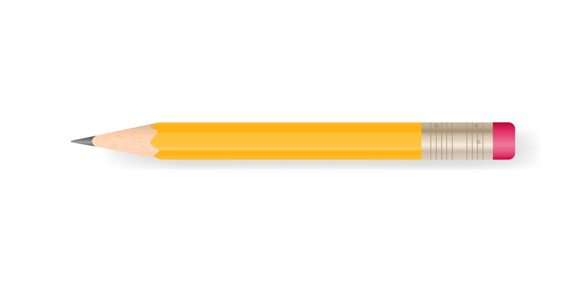 Yellow pencil on white background with soft shadow. Vector. vector