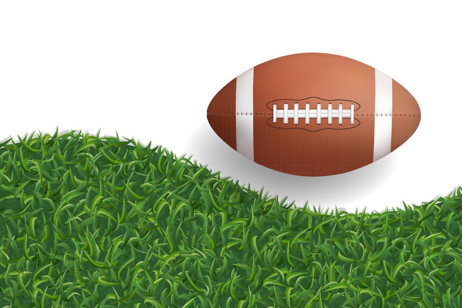 Balón de fútbol americano con fondo de textura de hierba verde. vector. vector