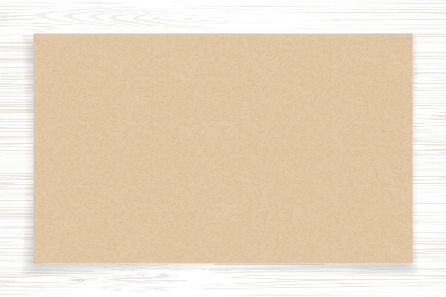 Brown paper sheet on white wood texture background. Vector. vector