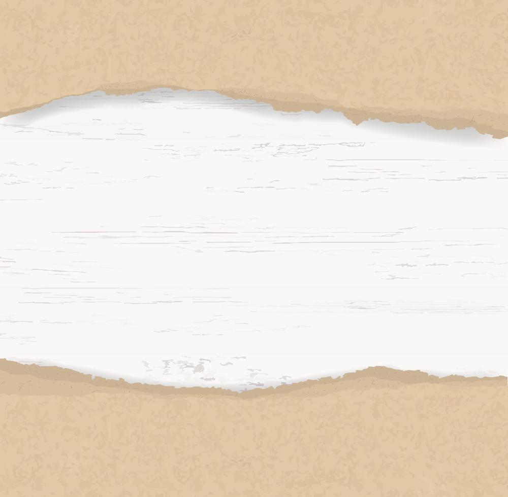 Fondo de papel rasgado en textura de madera con área de encuadre para espacio de copia. vector. vector