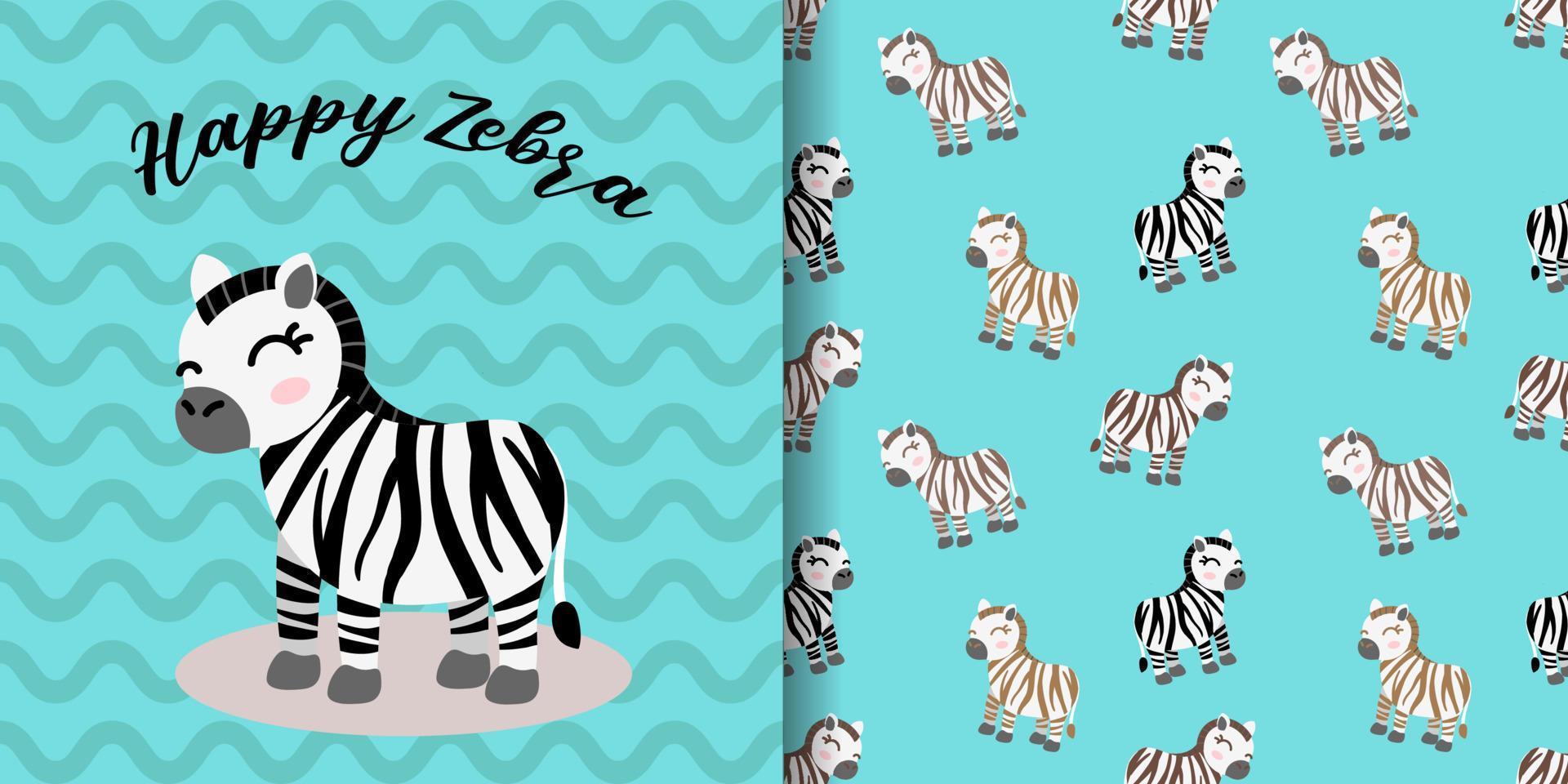 Cute zebra seamless pattern with illustration cartoon baby shower card vector