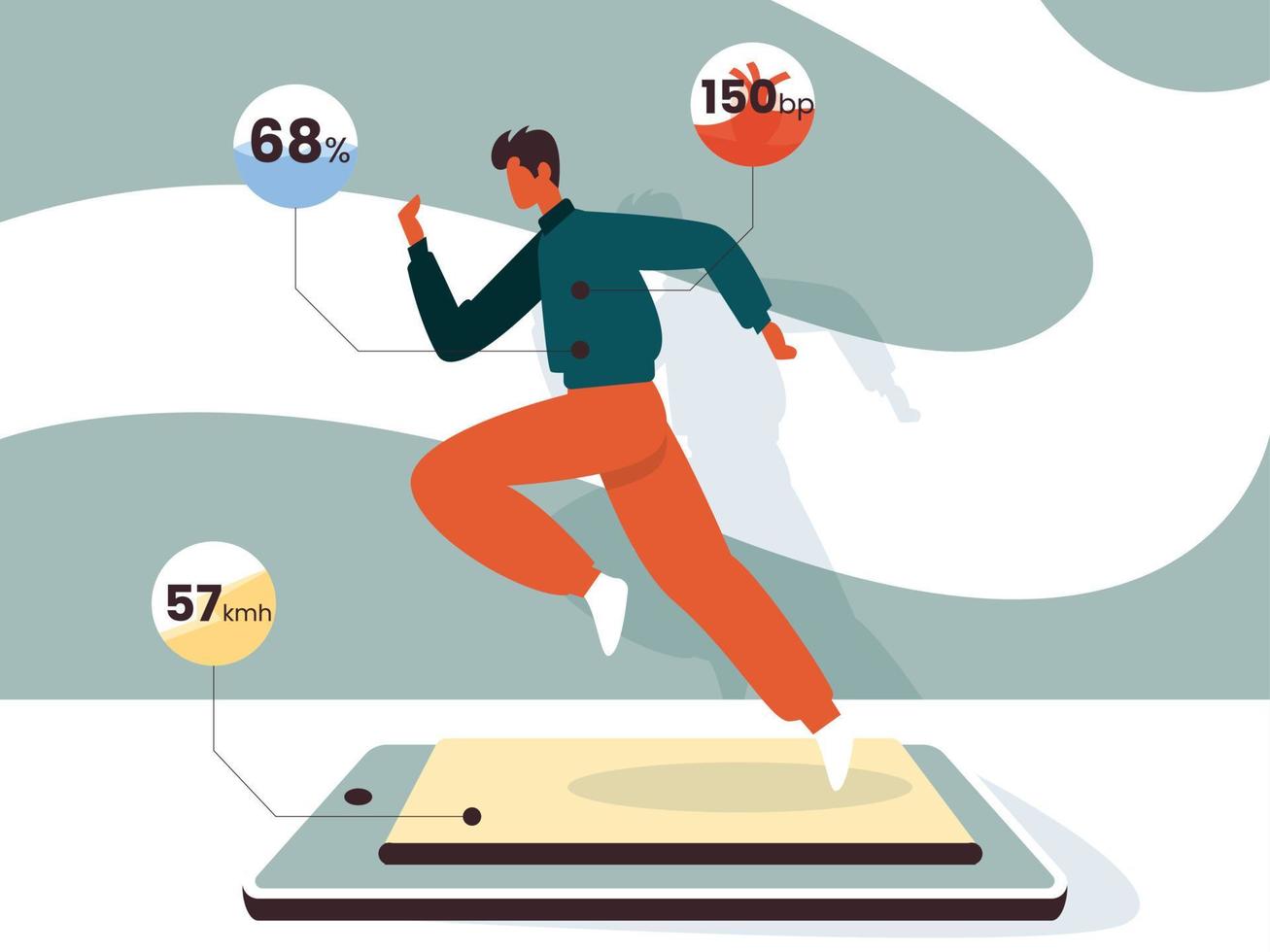 Exercise monitoring with mobile illustration concept vector