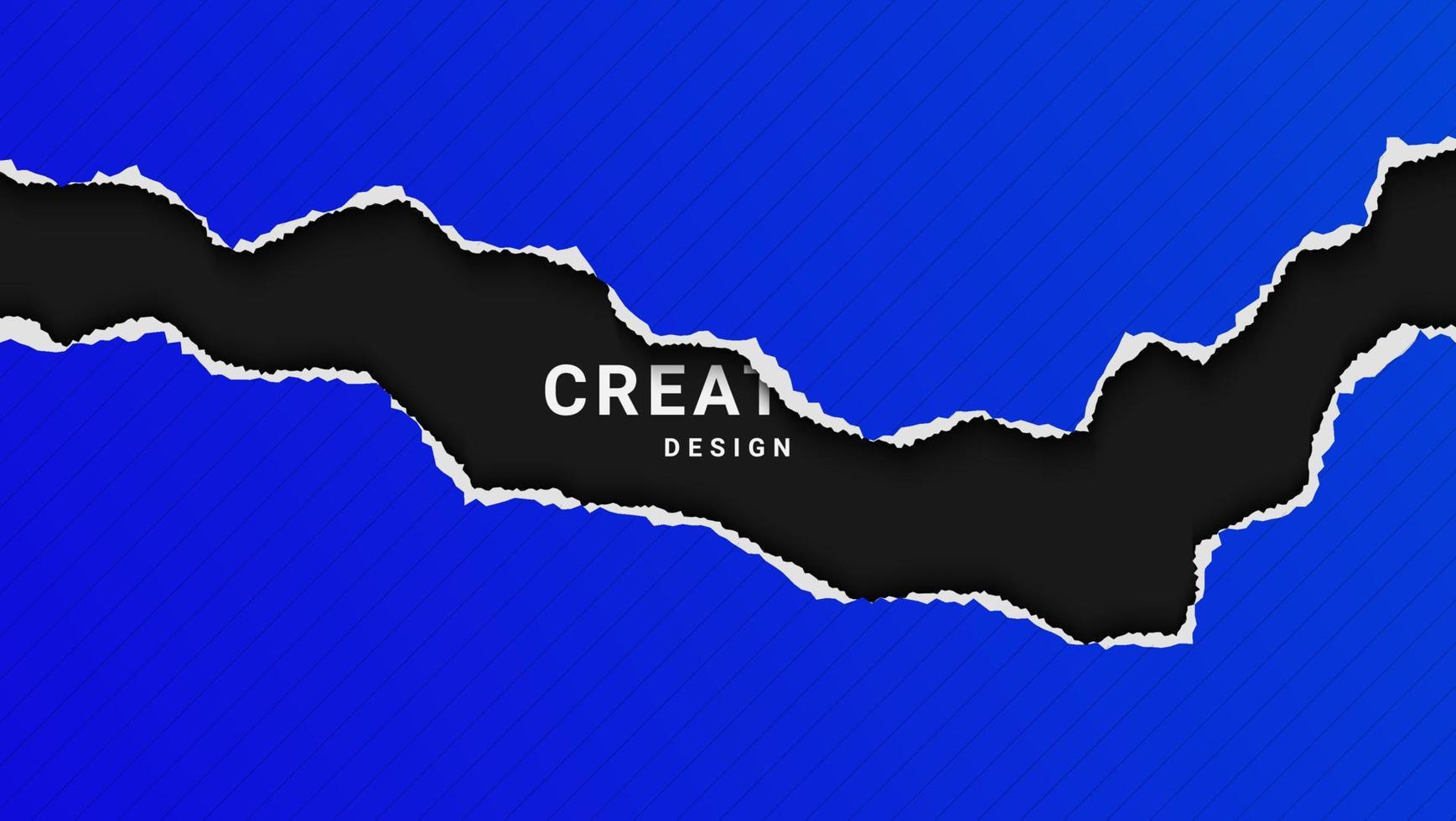 Modern Abstract Gradient Blue Paper Ripped With Lines Pattern In Black Background vector