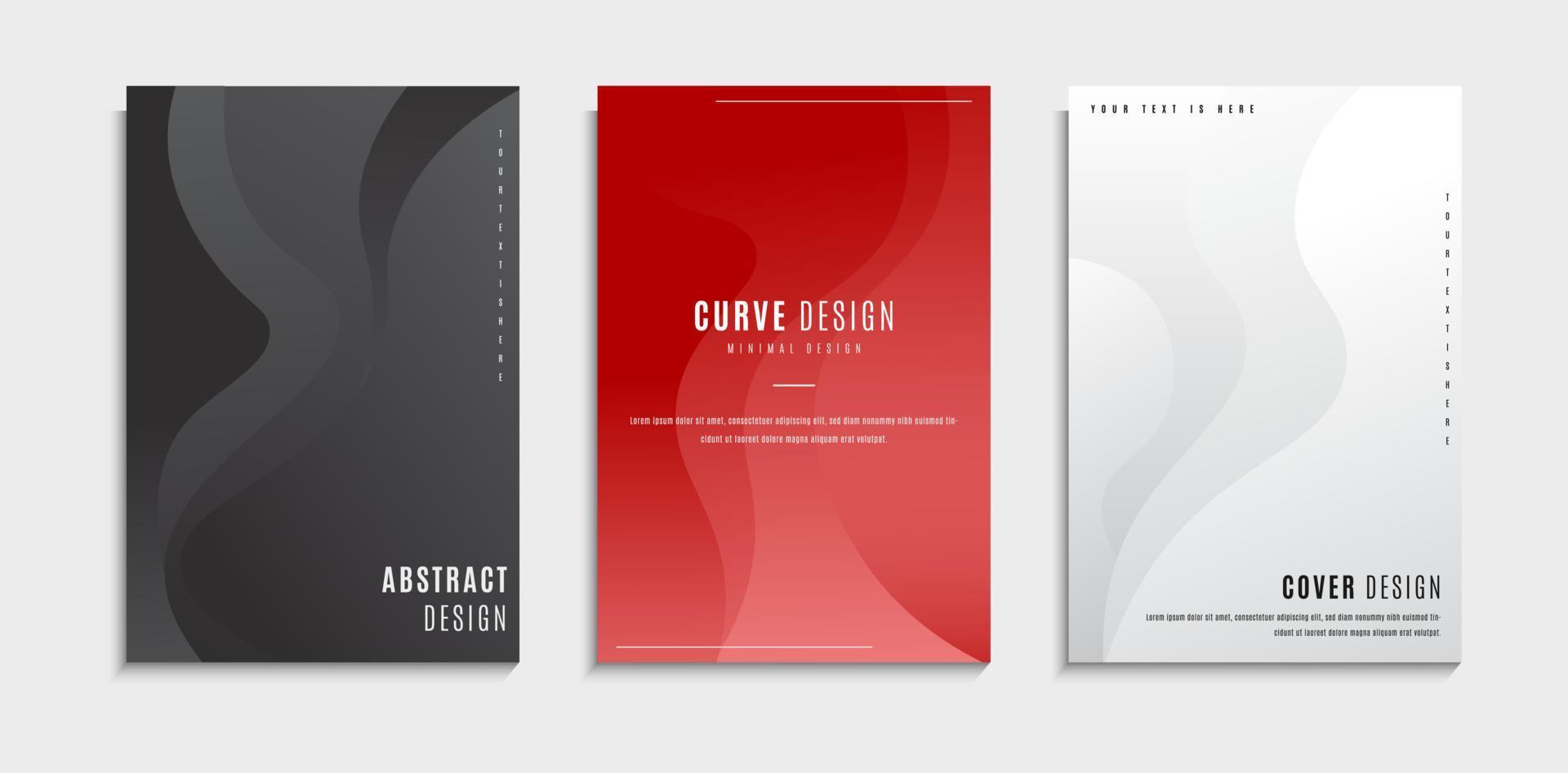 Set Of Minimal Curve Cover Design Template In 3 Different Color. Can Be Used For Poster, Banner Or Website vector
