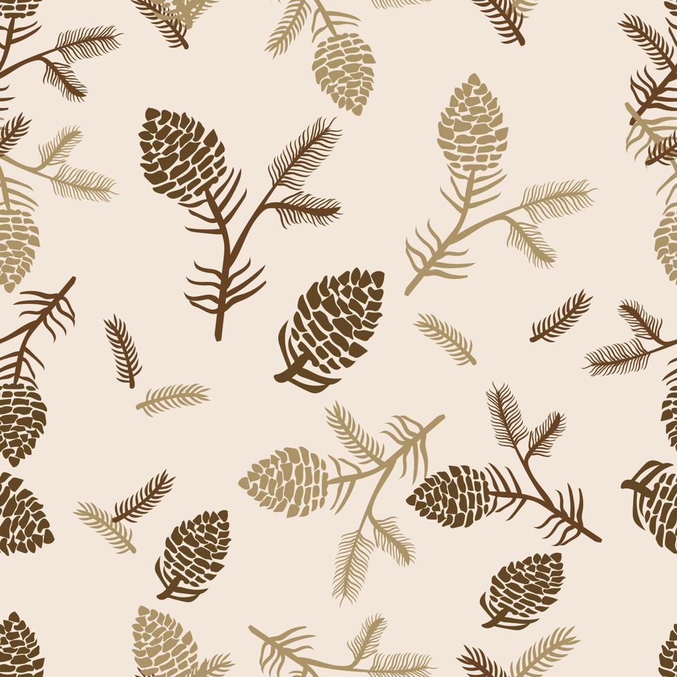 seamless pattern pine tree leaves and fruit vector