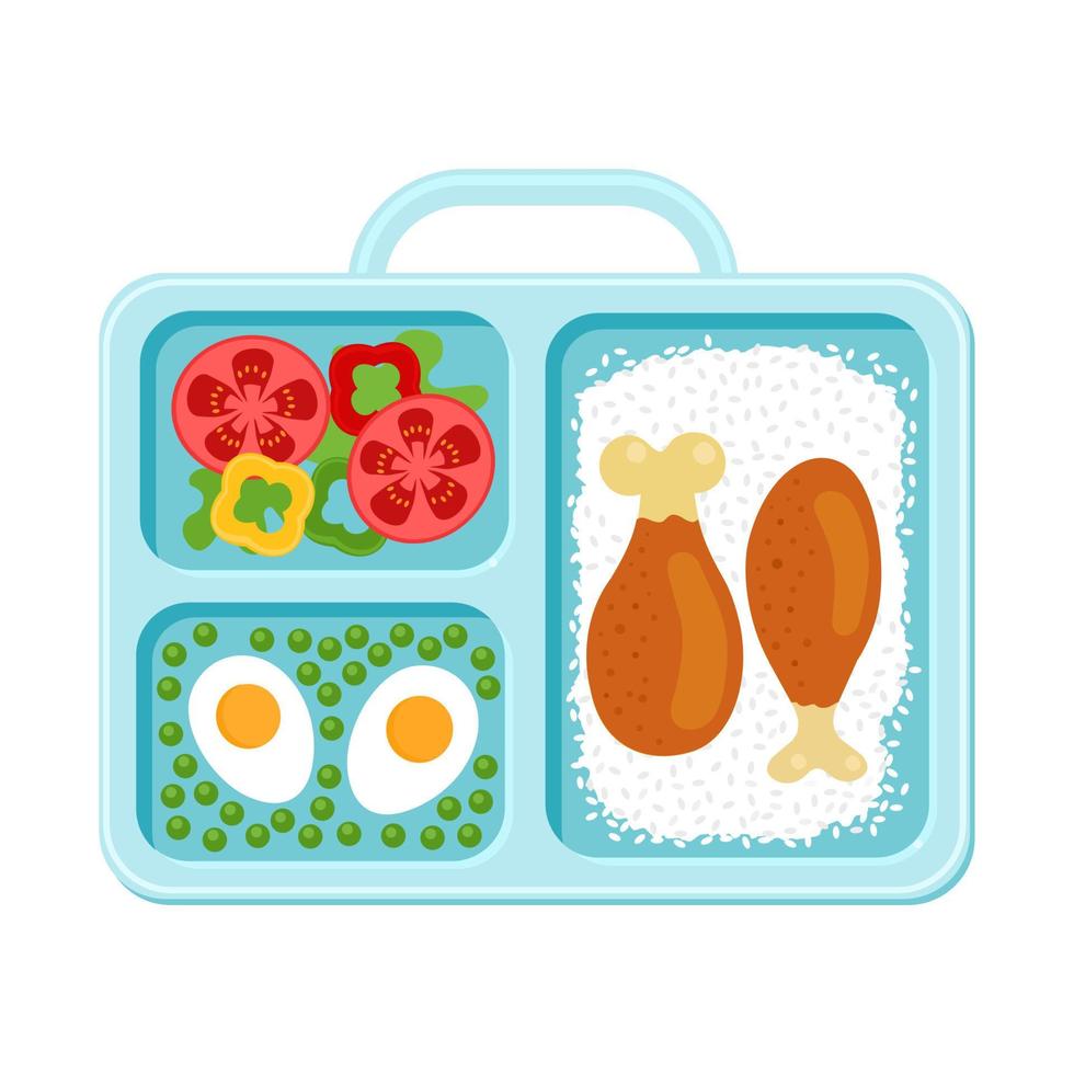 lonchera con varios ingredientes. alimentos saludables para niños y  estudiantes. ilustración vectorial 3987975 Vector en Vecteezy