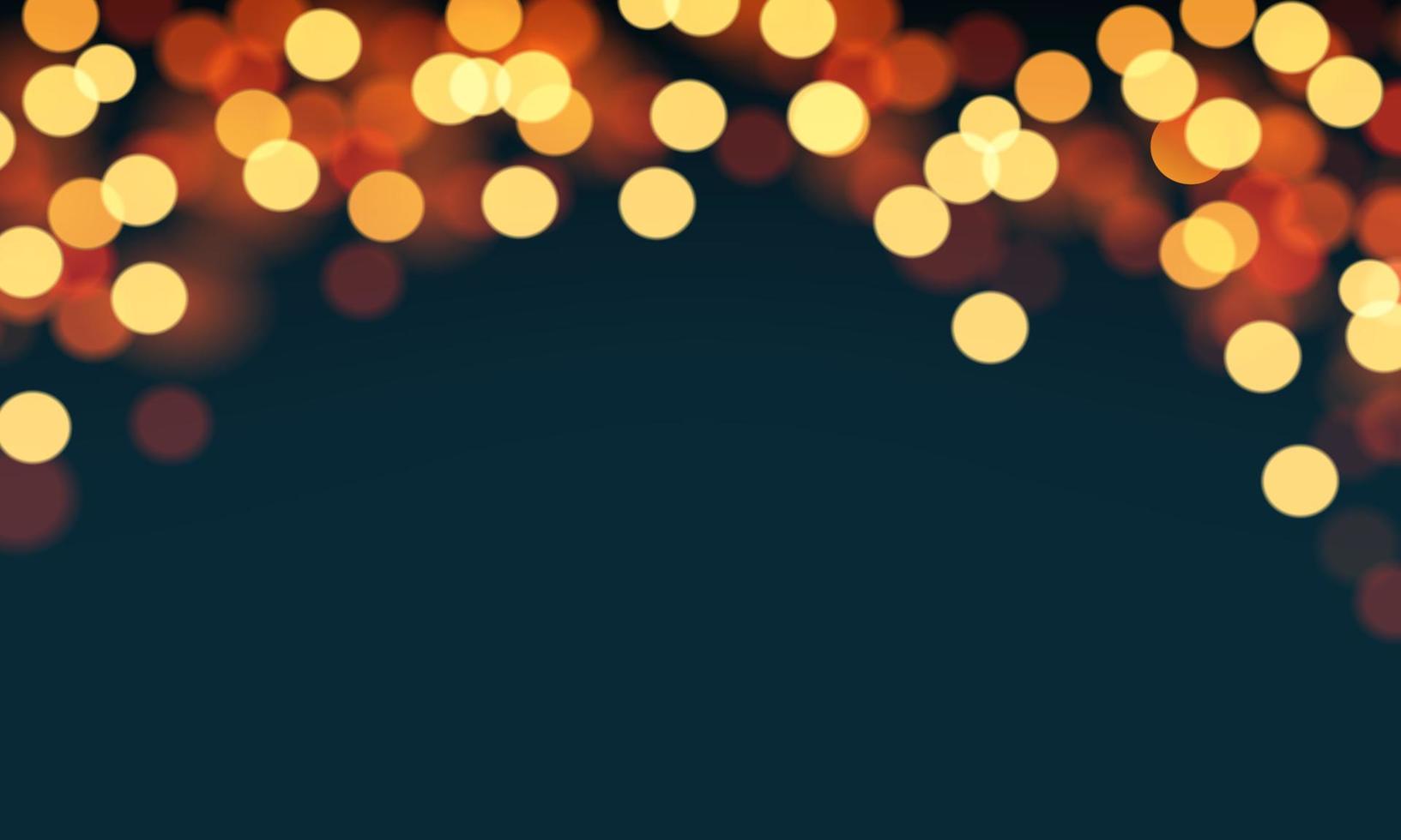 Realistic bokeh blur yellow orange light on dark blue night with blank space abstract background vector