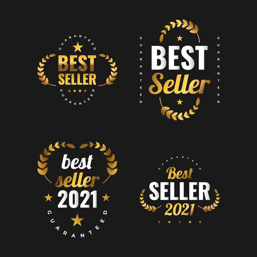 Elegant Best Seller Badge Design in White and Gold Style. Certified product. Quality Badge or Emblem vector