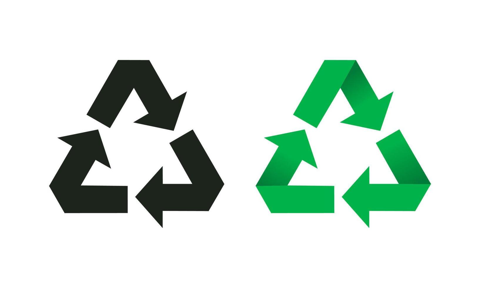 símbolo de reciclaje conjunto de iconos respetuosos con el medio ambiente. Signo de flechas de ciclo triangular. vector