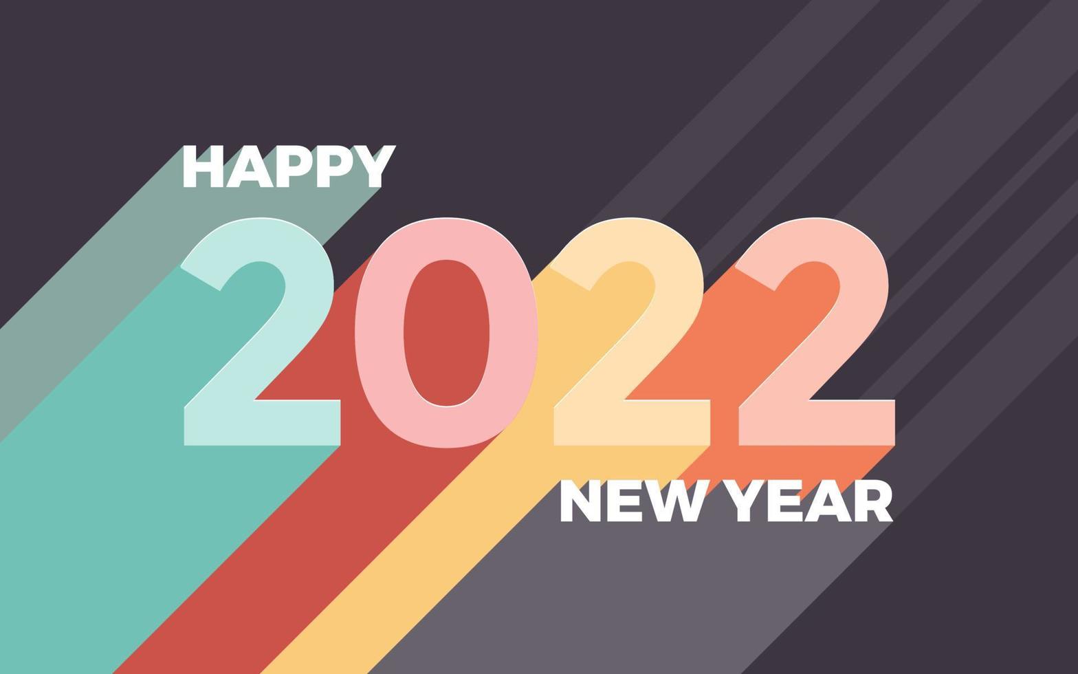 2022 happy new year greeting background with retro text style effect vector