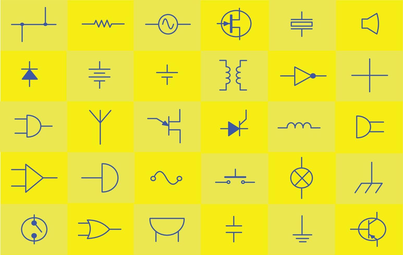 Basic electronics components icon vector artwork illustration