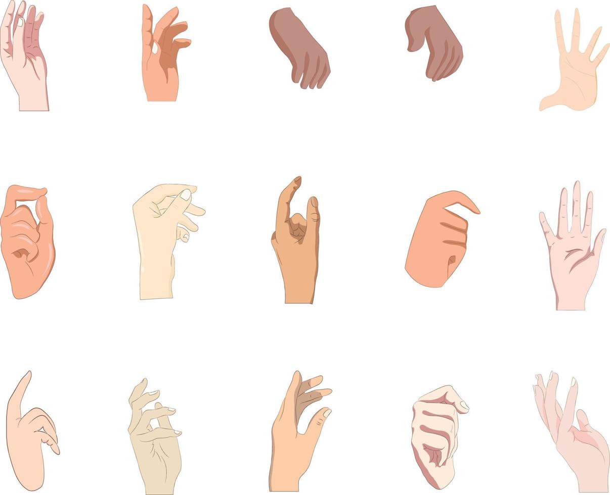 Set of hand gestures hand icon different shapes collection vector ...