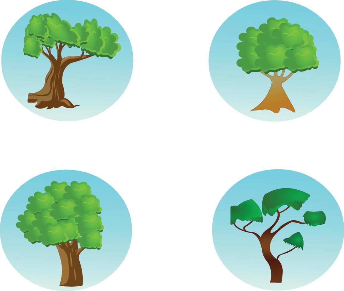Collection of flat style trees illustrations, Tree icon set vector art, Can be used to illustrate any nature or healthy lifestyle work.