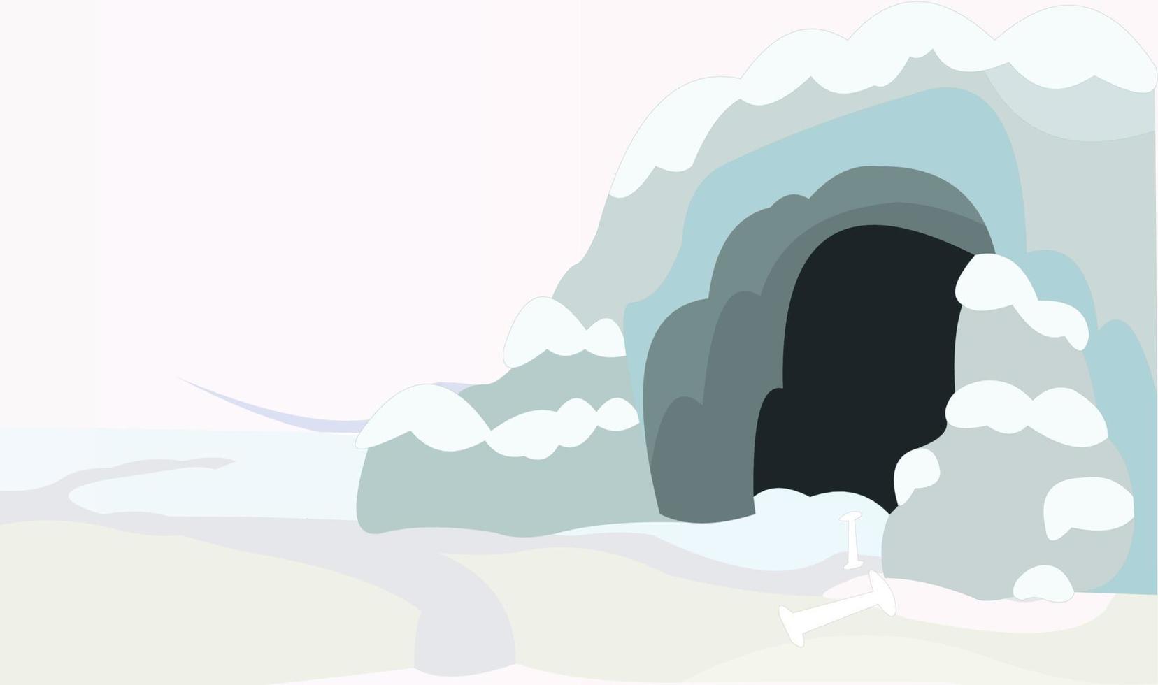 Snow field with cave vector artwork