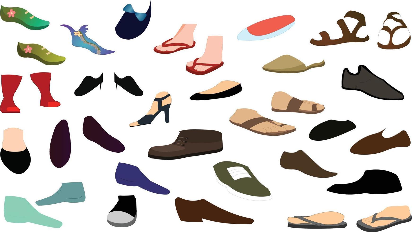 Set of shoes vector art illustration
