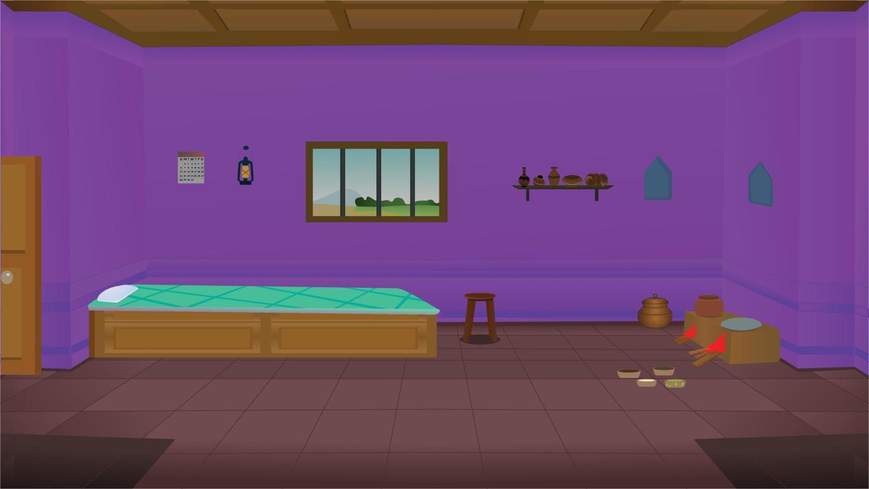 Village poor living room inside view, Old interiors vector artwork
