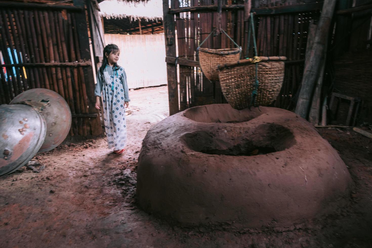 little girl on the ancient salt pond photo