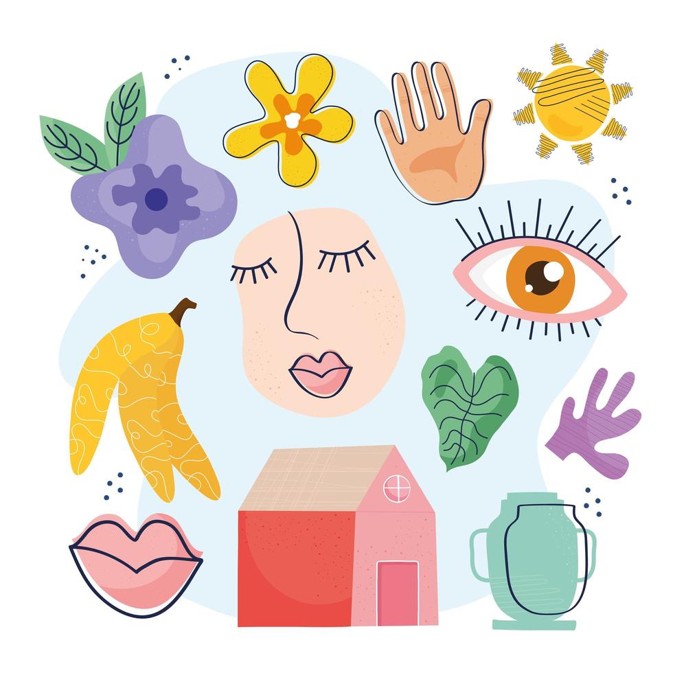 bundle of twelve doodle and abstract set icons vector