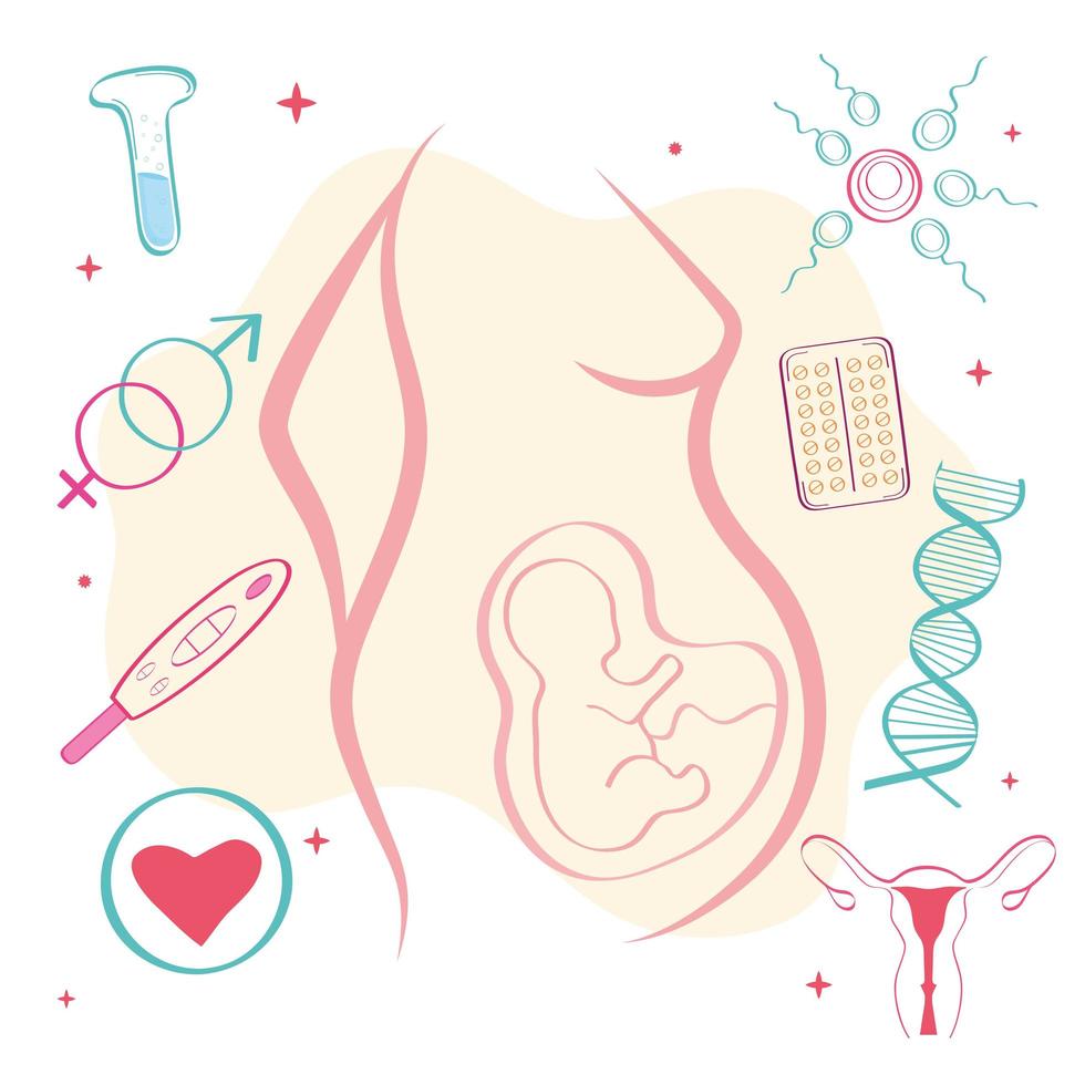 eight pregnancy icons vector