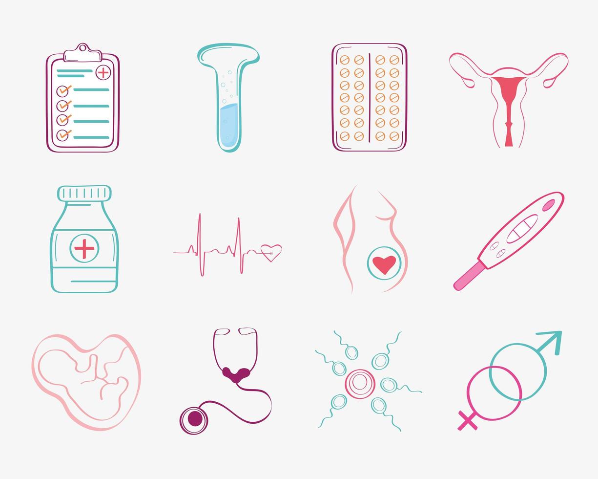 twelve pregnancy icons vector