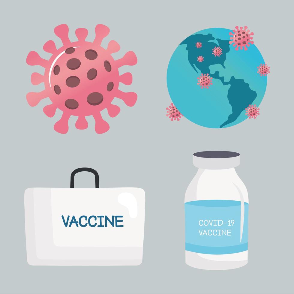 covid19 virus vaccines kit packing box vector