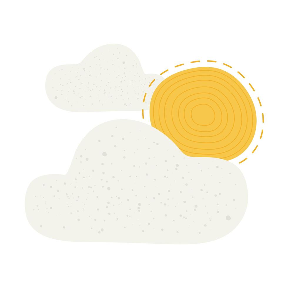 cloud with sun sky scene icons vector