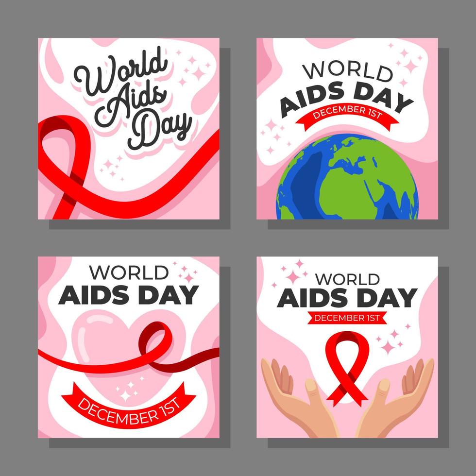 World AIDS Day Social Media Post Template vector