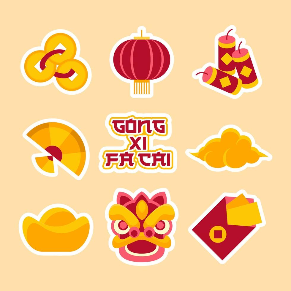 Gong Xi Fa Cai Sticker Set vector