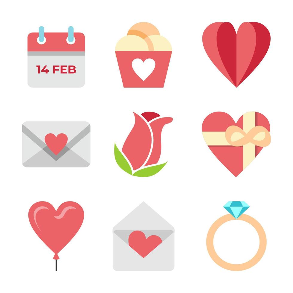 Flat Valentine Icon Set vector