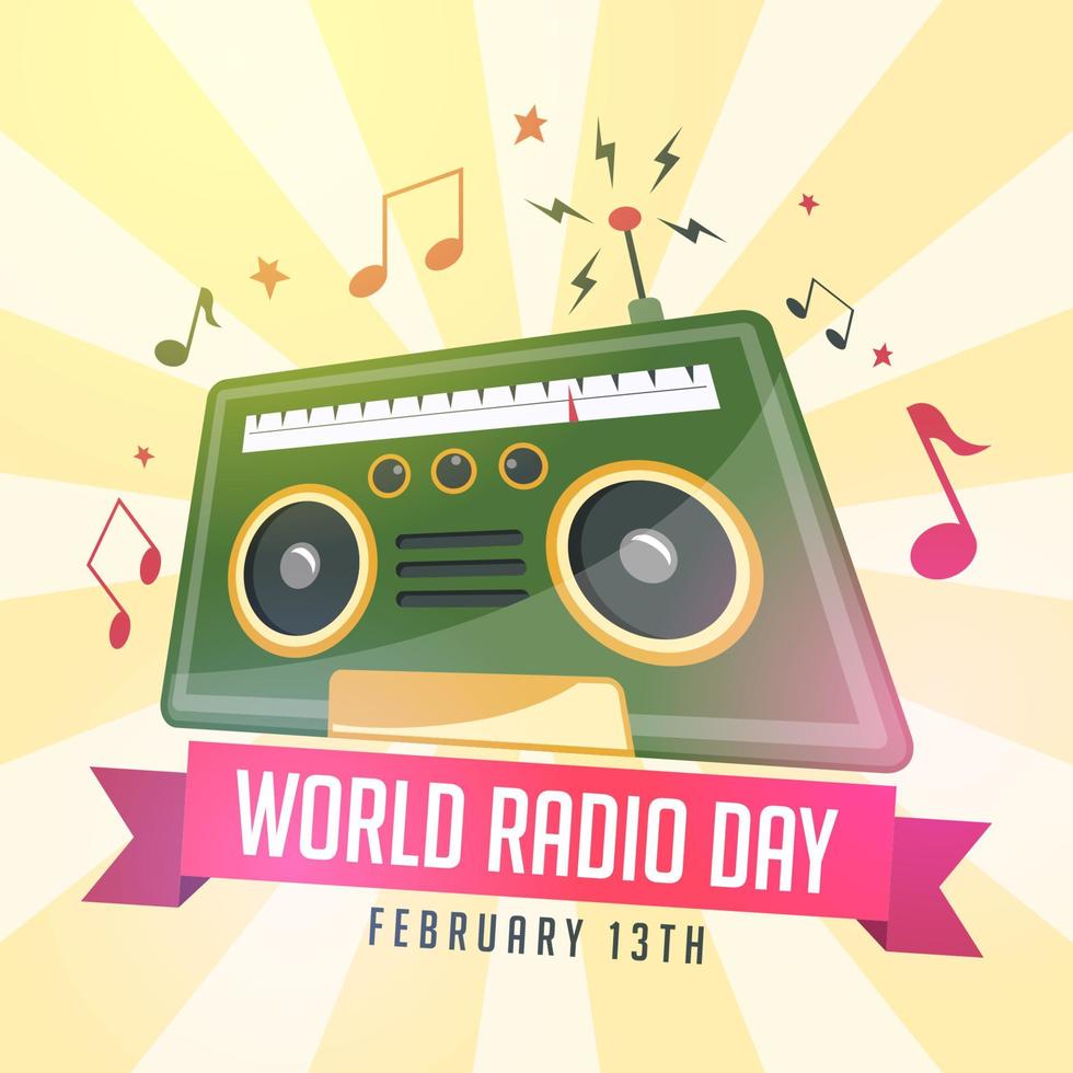día internacional de la radio mundial vector