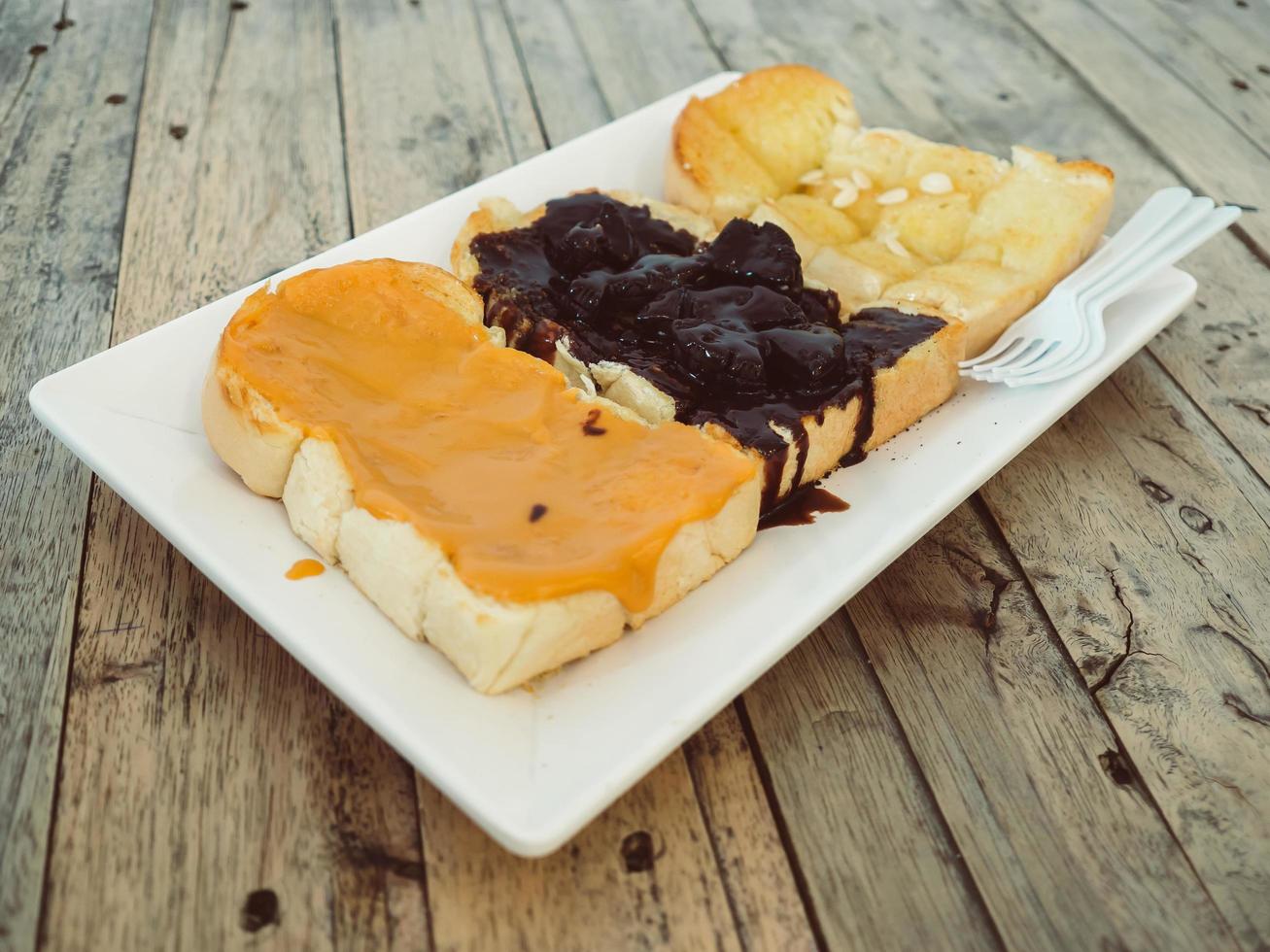 Three sweet set of toasts. photo